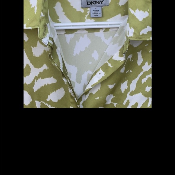DKNY Olive and White Patterned Shirt Dress - Picture 3 of 5